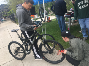 inspecting a bike before repair