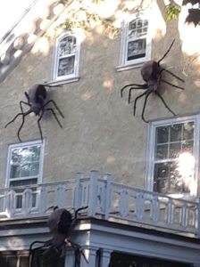 Giant spiders on a house
